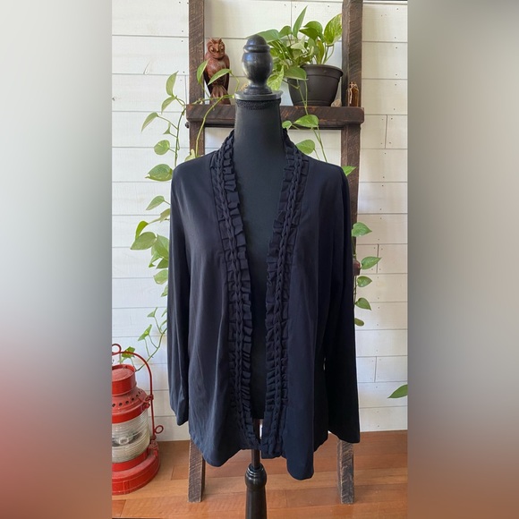 Krazy Kat: Black Cardigan with Ruffle Trim - Picture 7 of 17